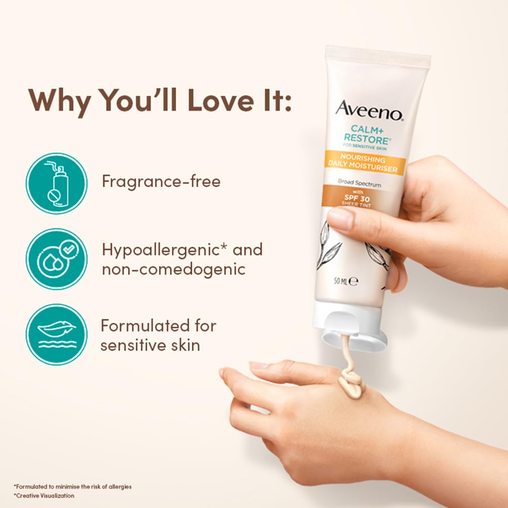 Aveeno Calm + Restore Nourishing Daily Moisturiser Broad Spectrum with SPF 30| 50 ml