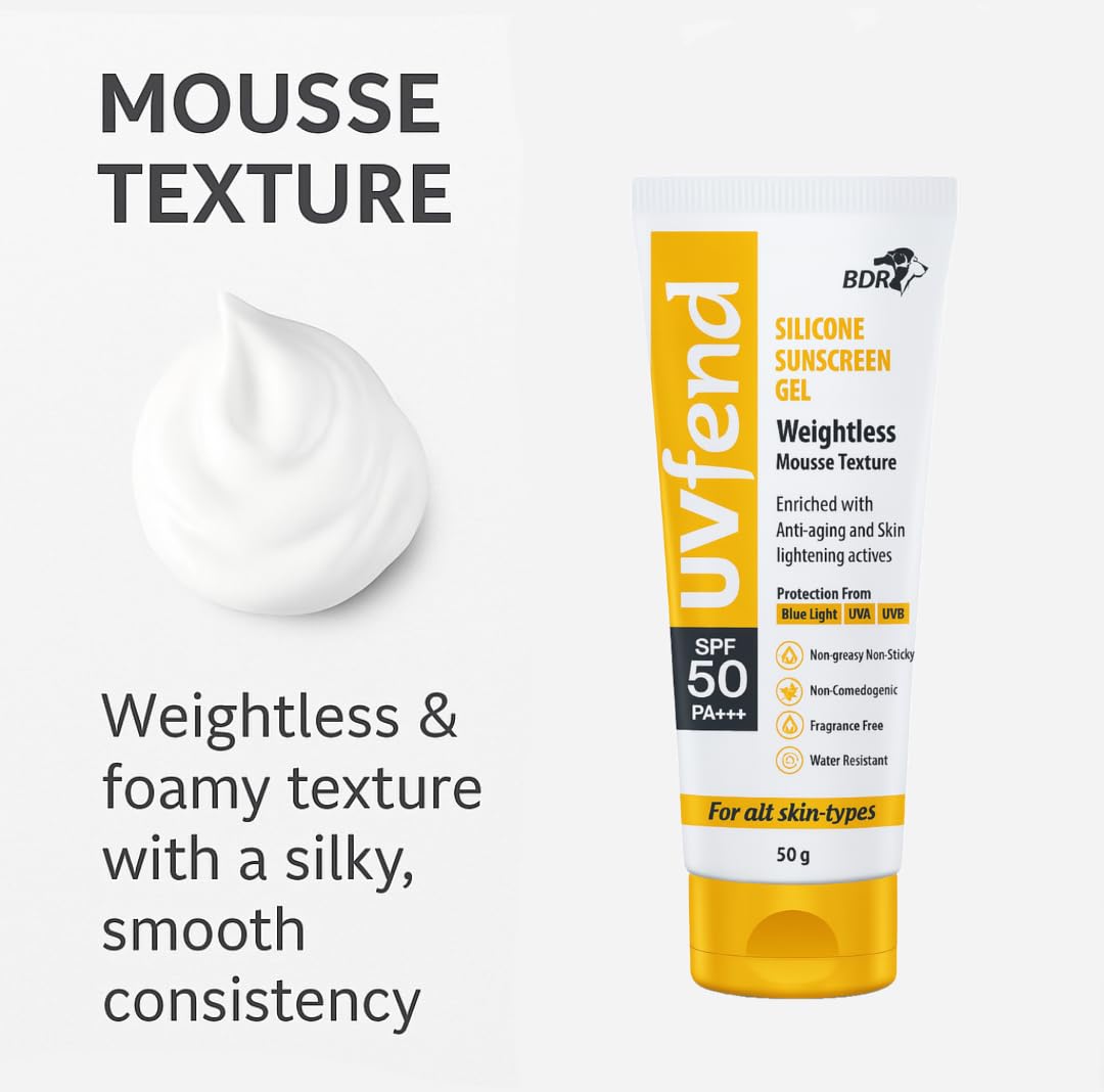 Uvfend Silicone Sunscreen Gel SPF 50 PA+++ | 50g