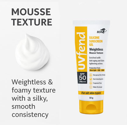 Uvfend Silicone Sunscreen Gel SPF 50 PA+++ | 50g
