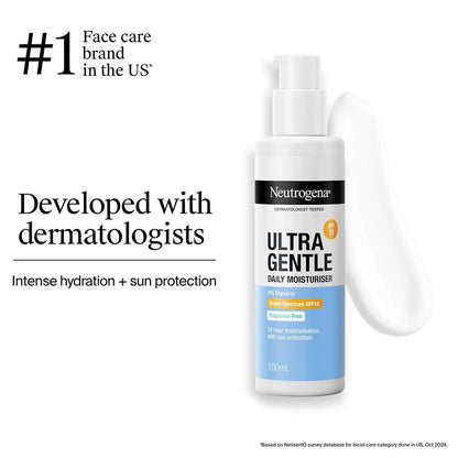 Neutrogena Ultra Gentle Daily Moisturiser SPF 15 | Glycerine based | Light Weight & Non Greasy | UVA & UVB Protection | Parabens Free | Fragrance Free | Dry & Sensitive Skin (Pack of 2 )