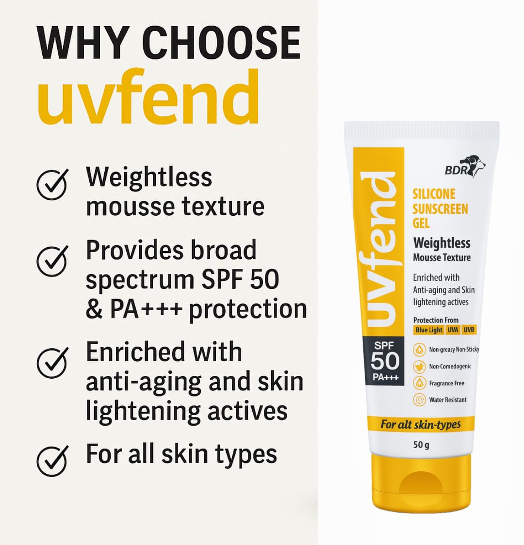 Uvfend Silicone Sunscreen Gel SPF 50 PA+++ | 50g
