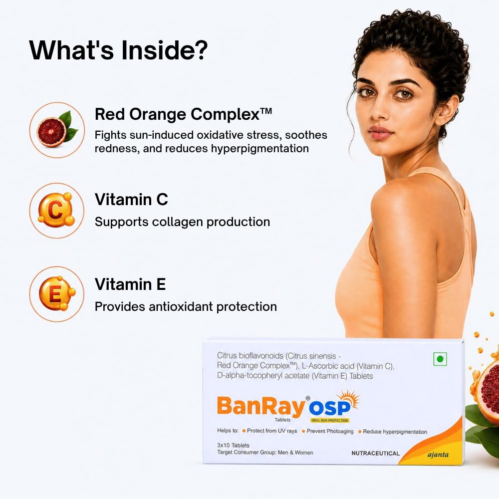 BanRay OSP Oral Sunscreen Tablet |30 Tablets ( Pack of 3 )