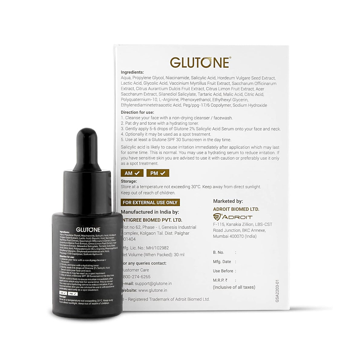 Glutone 2% Salicylic Acid Serum, 30 ml ( Pack of 2 )