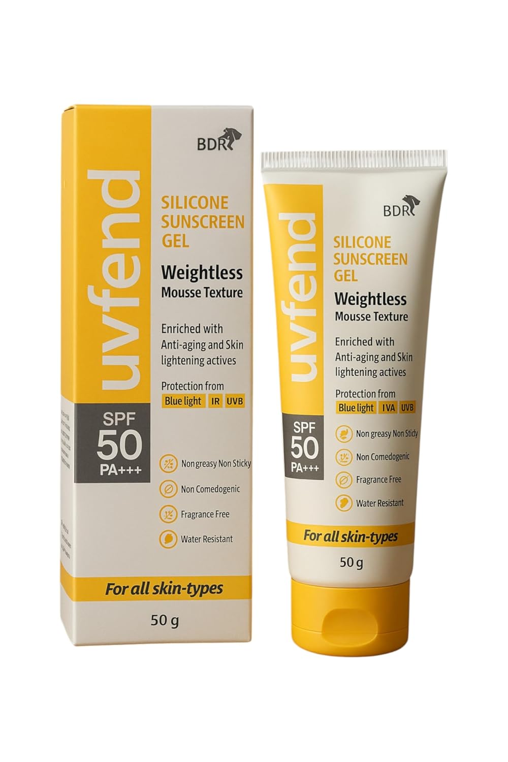 Uvfend Silicone Sunscreen Gel SPF 50 PA+++ | 50g