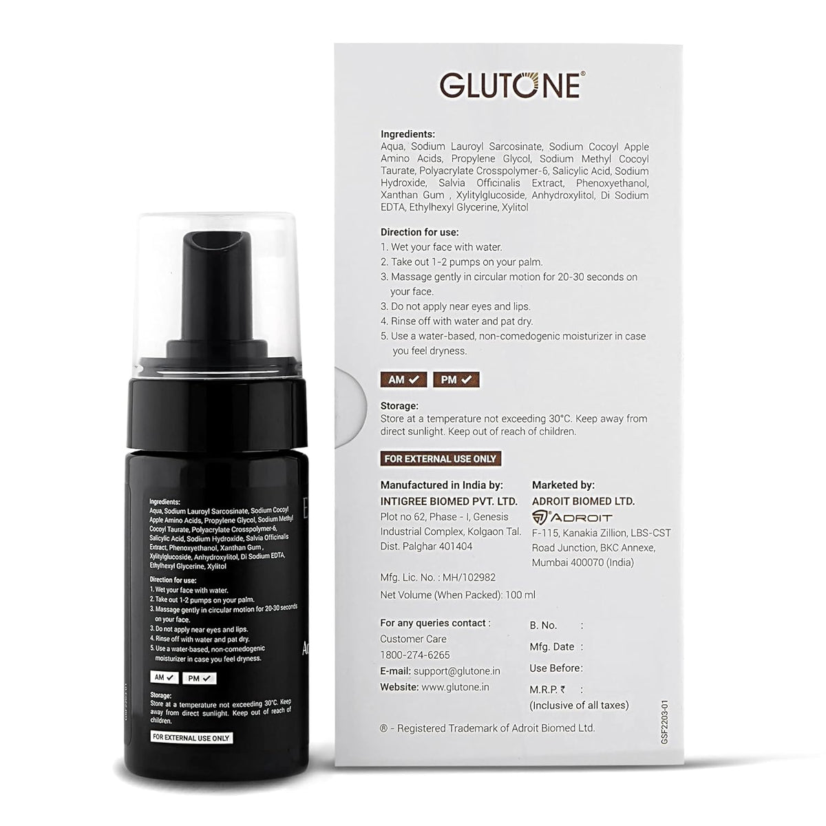 Glutone 2% Salicylic Acid Foaming Face wash |100 ml