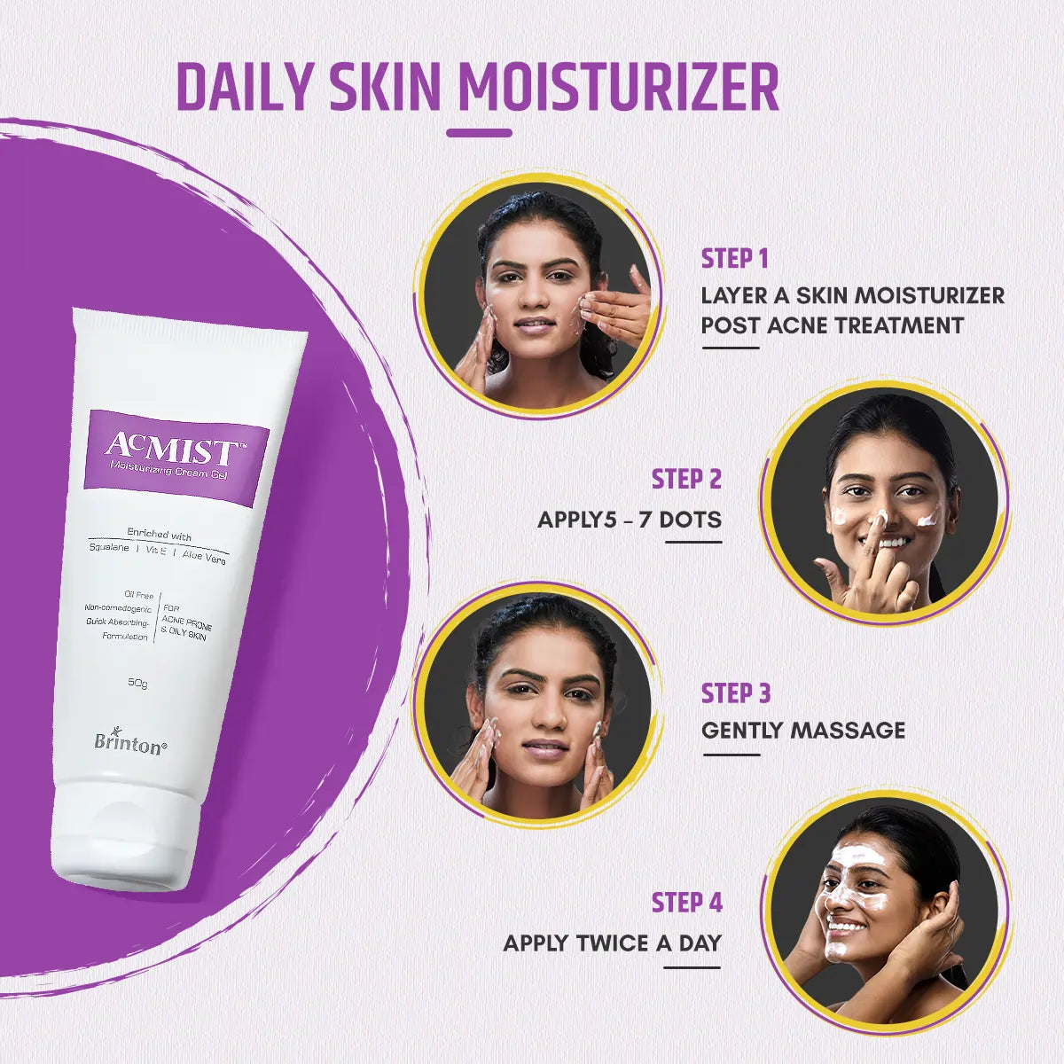 AcMist Face Moisturizing Cream Gel for Acne Prone & Oily Skin
