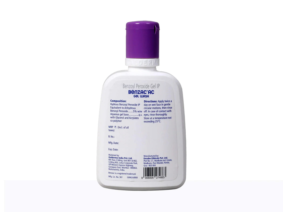 Benzac AC 5% Gel Wash | Treats Acne Clears Skin Prevents Scarring, 100ml - Skiynse Dermatologique