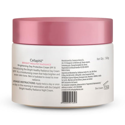 Cetaphil Brightening Day Protection Cream SPF 15 | Day Cream for Dark Spots, Uneven Skin Tone| Fragrance-Free, 50g