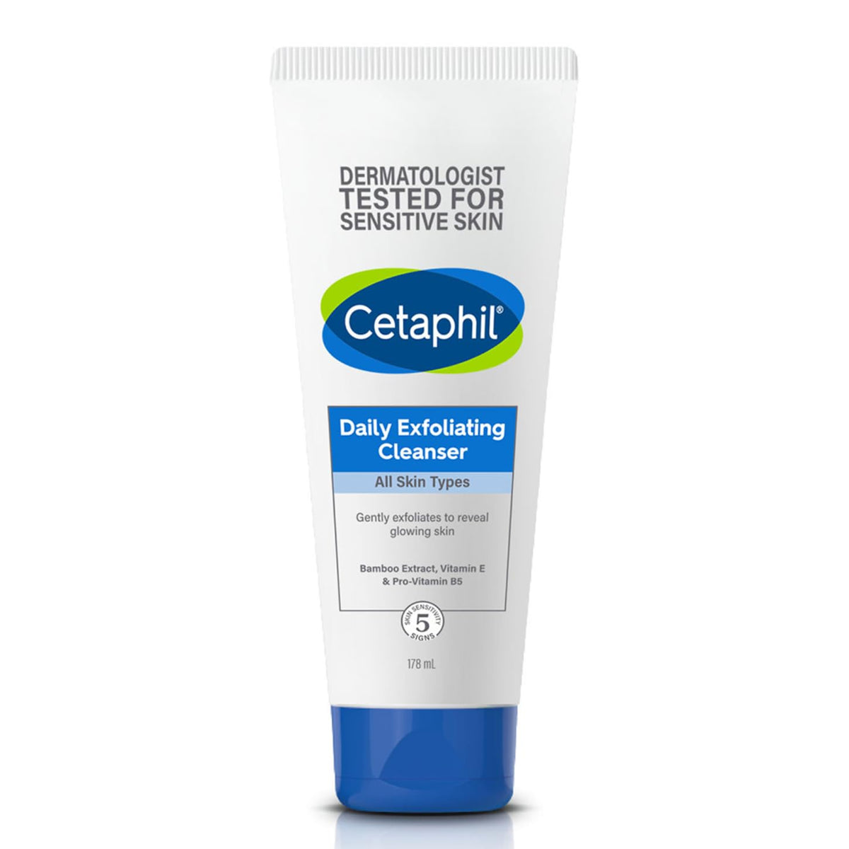 Cetaphil Daily Exfoliating Cleanser, 178 ml | Normal, Dry & Oily Skin,Scrub For Glowing Skin, Non-irritating