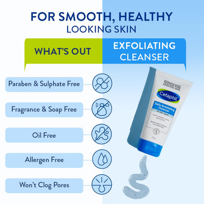 Cetaphil Daily Exfoliating Cleanser, 178 ml | Normal, Dry & Oily Skin,Scrub For Glowing Skin, Non-irritating