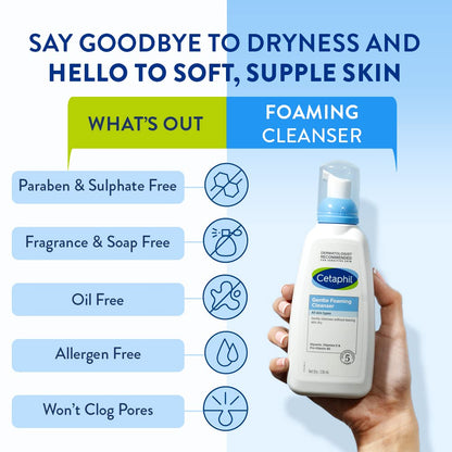 Cetaphil Foaming Face Wash, Gentle Foaming Cleanser For All Skin Types, 236 ml| Foaming Face Wash With Vitamin E, B5| Dermatologist Recommended