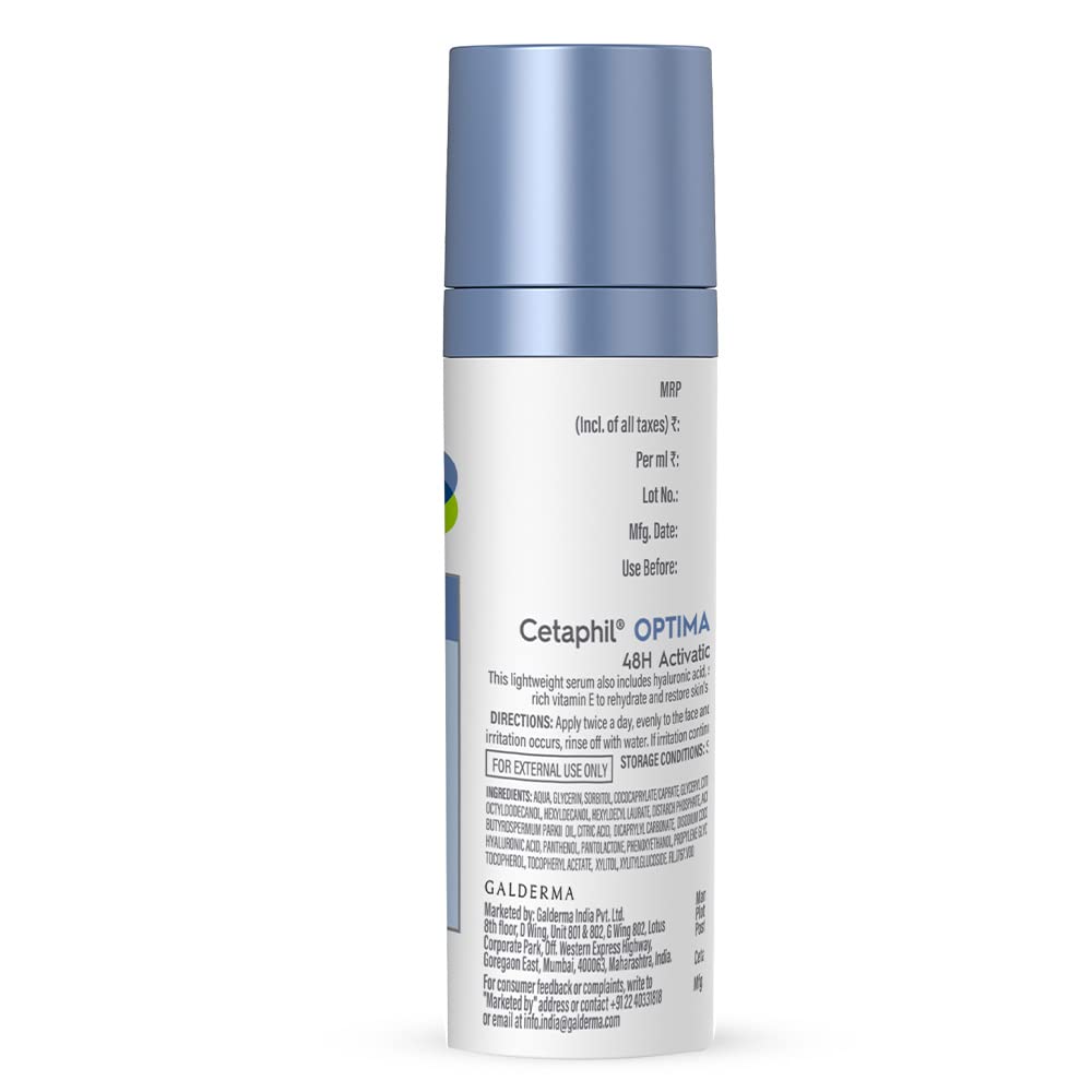 Cetaphil Optimal Hydration Lightweight Serum, 30 ml | Fast absorbing | Hyaluronic Acid, Blue Daisy extract, Vitamin B5 | Dermatologist Recommended for Sensitive Skin