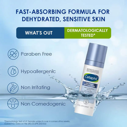 Cetaphil Optimal Hydration Lightweight Serum, 30 ml | Fast absorbing | Hyaluronic Acid, Blue Daisy extract, Vitamin B5 | Dermatologist Recommended for Sensitive Skin