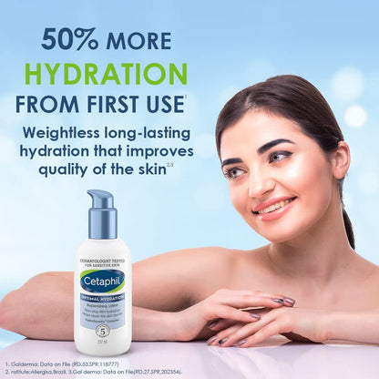 Cetaphil Optimal Hydration Replenishing Body Lotion, 237ml | Lightweight moisturizer & non-greasy | Hyaluronic Acid, Sunflower Oil, Blue Daisy extract | Dermatologist Recommended for Sensitive Skin