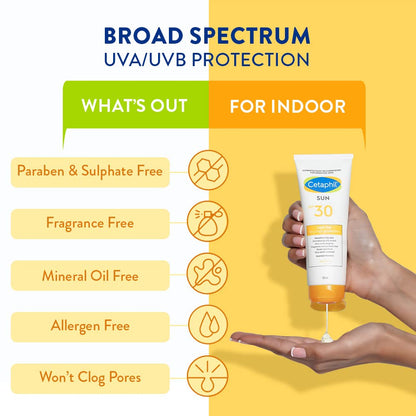 Cetaphil Sun SPF 30 Sunscreen Gel, Hydrate & Nourish With Chemical Free Sun Protection, 100 ml
