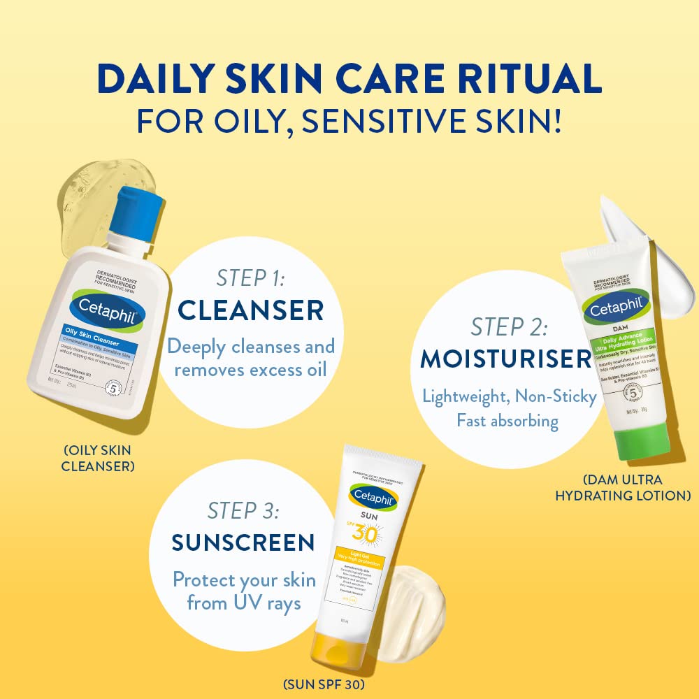 Cetaphil Sun SPF 30 Sunscreen Gel, Hydrate & Nourish With Chemical Free Sun Protection, 100 ml