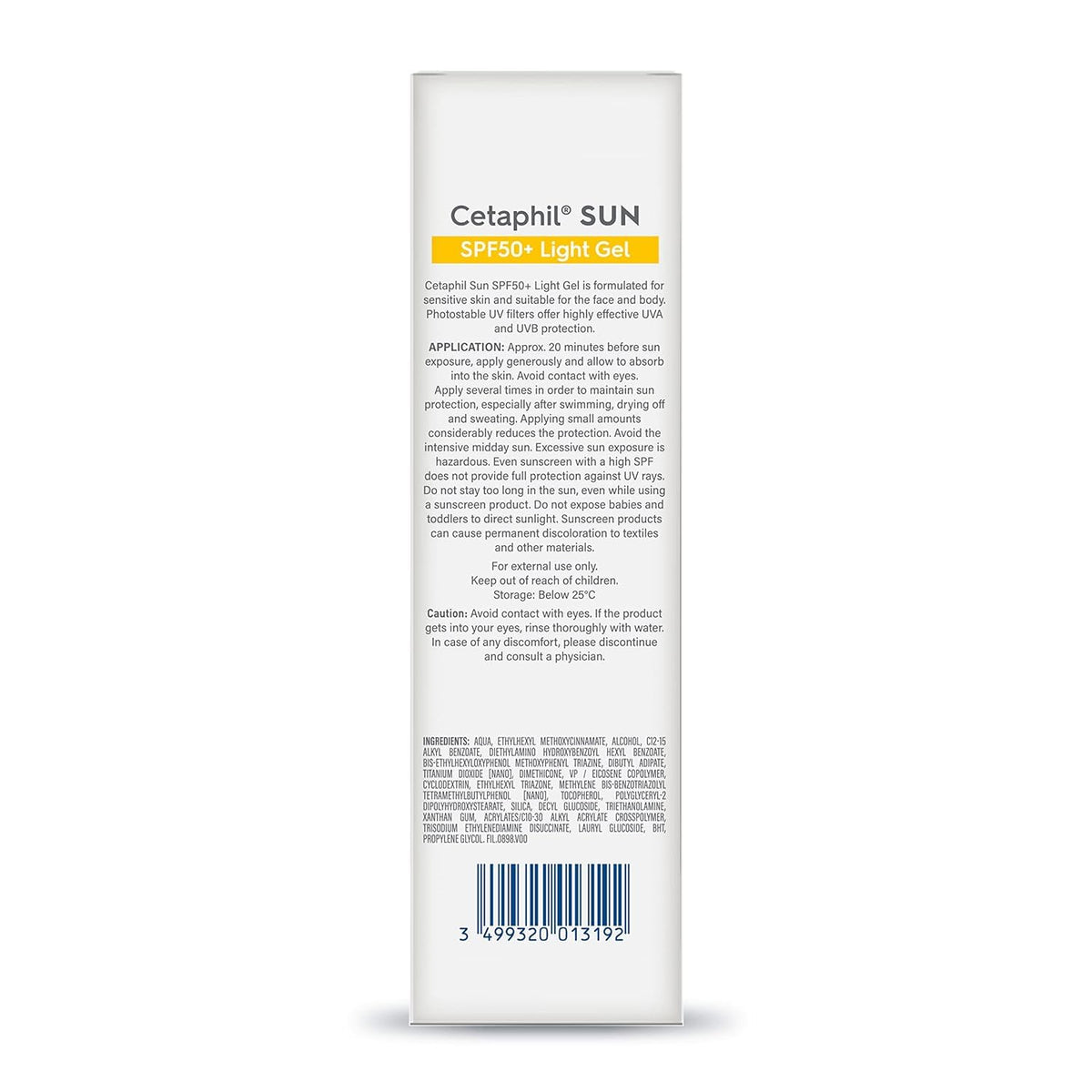 Cetaphil Sun SPF 50 Sunscreen For Combination Skin Type, Very High Protection Lightweight Gel, Water-resistant, Vitamin E, 50 ml
