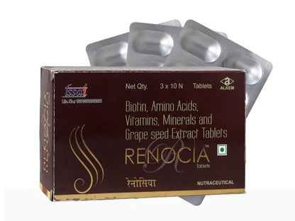 Renocia Tablet | 3 *10 Tablets  | Nourishes Hair,  Controls Hair Fall and Supports Regrowth