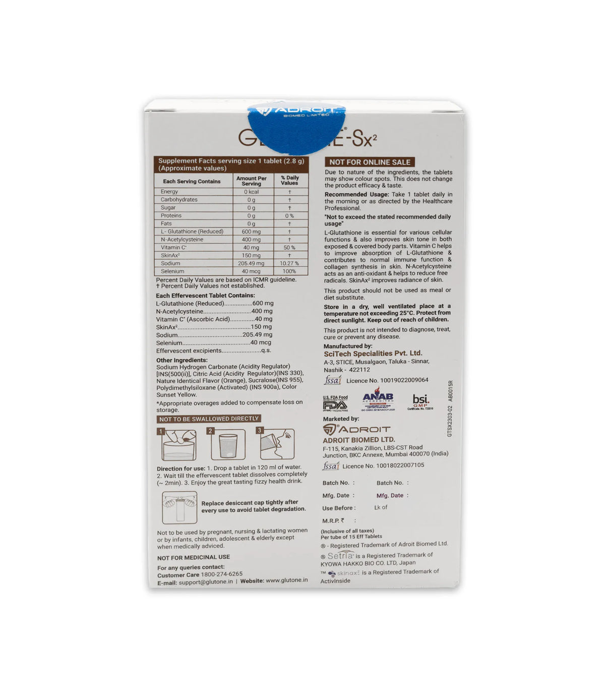 Glutone-SX2 Effervescent Tablet | 15 Tablets