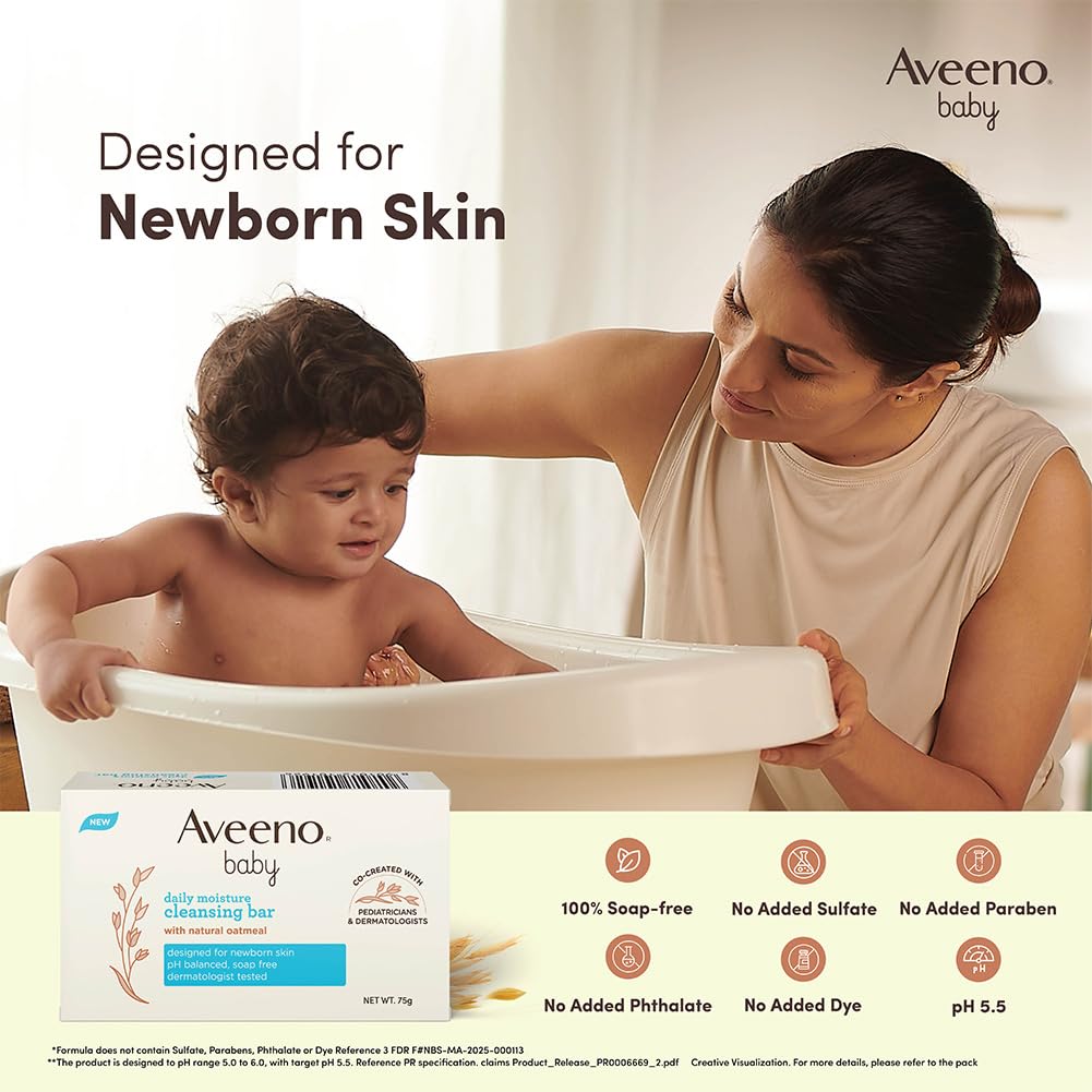 Aveeno Baby Daily Moisture Cleansing Bar 75g   ( Pack of 4 )