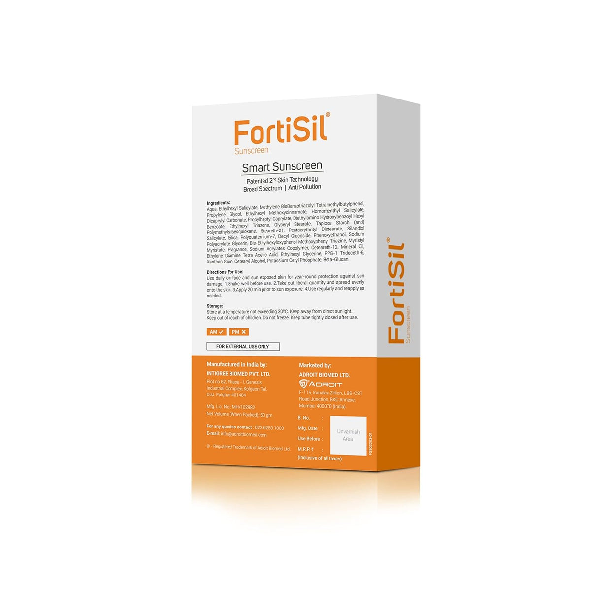 Fortisil Smart Sunscreen Ultra Matte Gel SPF 50 PA+++ | 50g