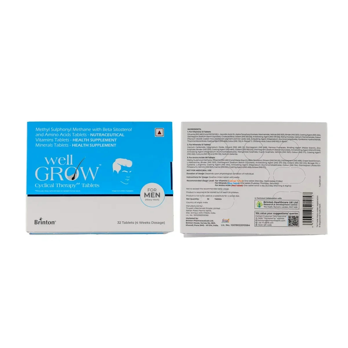 Wellgrow Hair Growth Tablets for Men | 32 Tablets